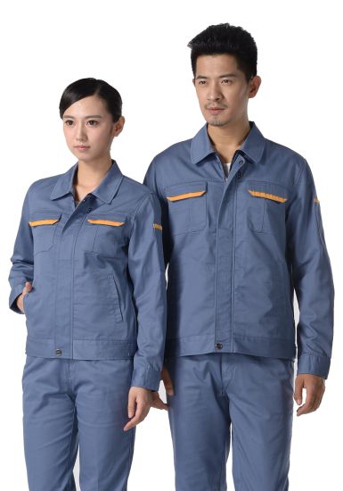 灰藍(lán)色紗卡滌棉長(zhǎng)袖工作服
