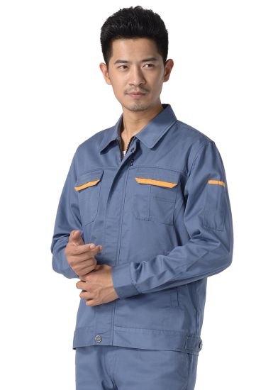灰藍(lán)色紗卡滌棉長(zhǎng)袖工作服
