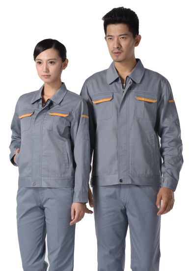 中灰色紗卡滌棉長(zhǎng)袖工作服