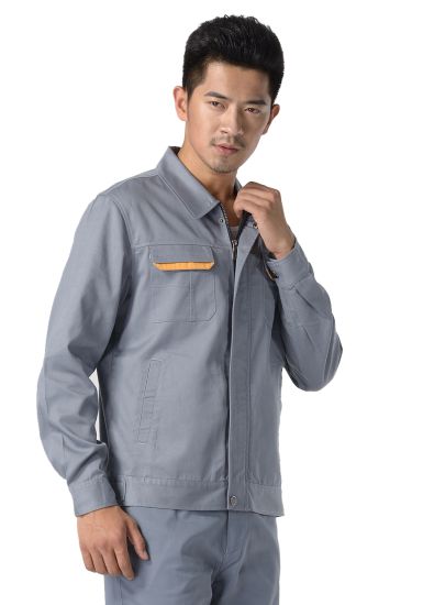 中灰色紗卡滌棉長(zhǎng)袖工作服