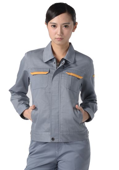 中灰色紗卡滌棉長(zhǎng)袖工作服