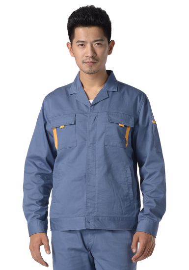 灰藍色紗卡滌棉長袖工作服