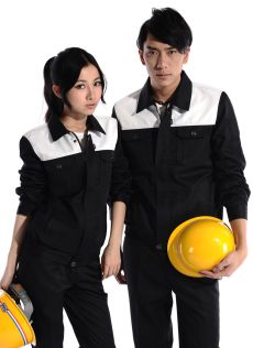 黑白差色長袖防靜電工作服