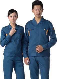 深青色紗卡滌棉長袖工作服