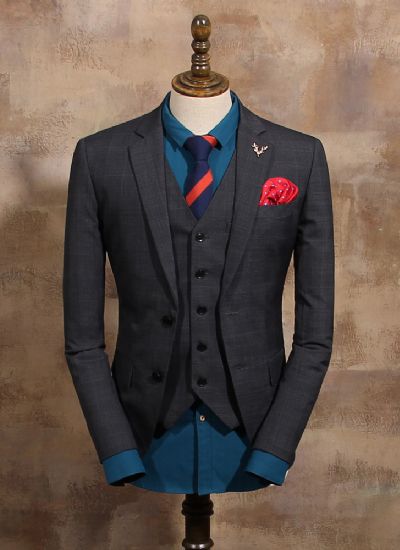  英倫雅痞西服外套 復古暗格單排兩粒扣男士修身西裝 潮